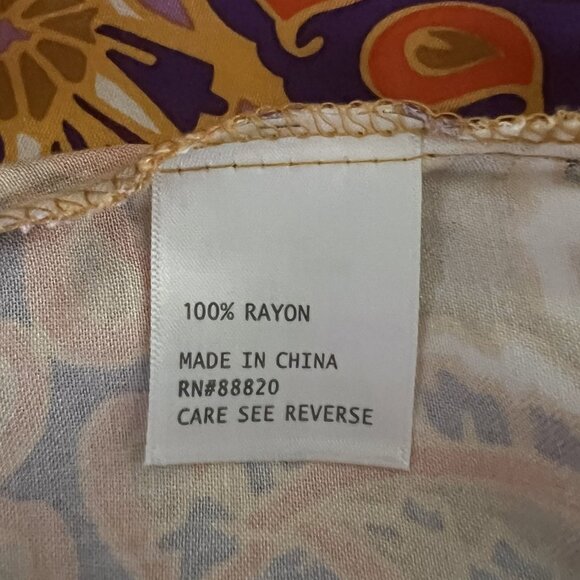 RACHEL ZOE Orange Gold Button-Up Short Sleeve Loose Fitting Blouse - Size Large - Picture 8 of 9